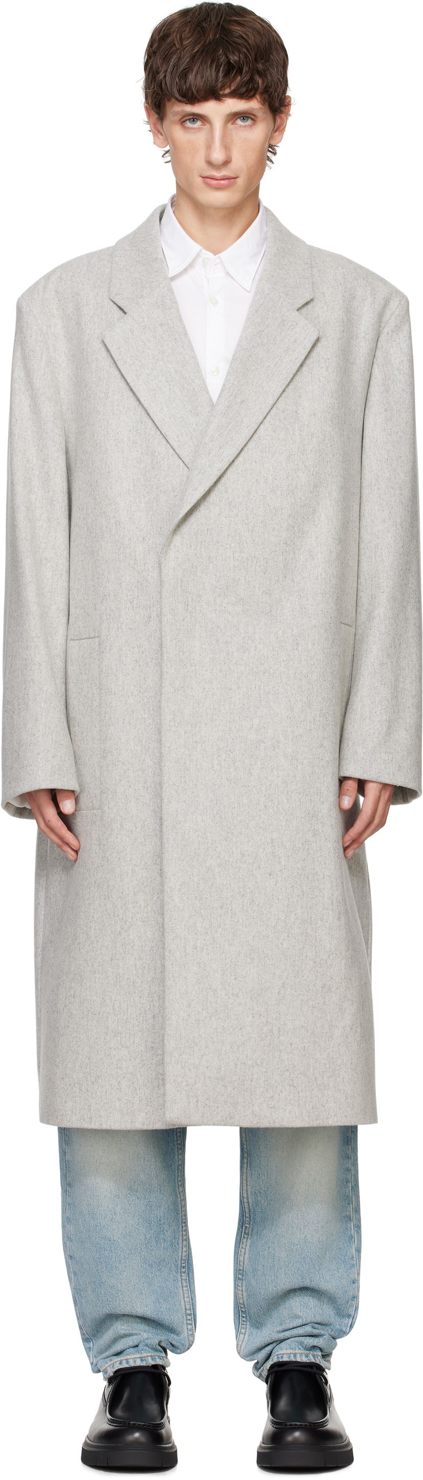 Палта BOSS Relaxed Fit Wool Coat Сиво | 50531011