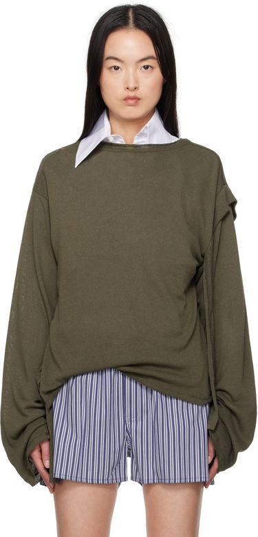 Пуловер Ottolinger Ottolinger Deconstructed Linen Longsleeve T-Shirt Зелено | 10510120601, 0