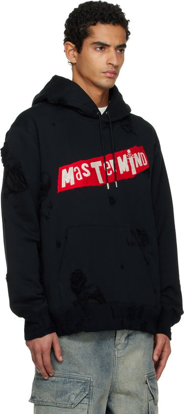 Суитчър Mastermind WORLD Distressed Hoodie Черно | MW25S15-SW008-002, 1
