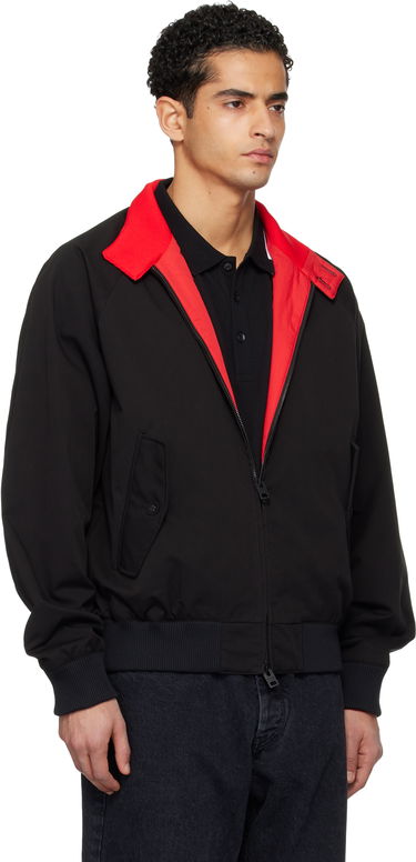 Яке бомбър BOSS Twill Buttoned Red-Lined Stand Collar Bomber Jacket Черно | 50552656, 1