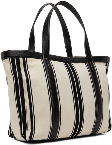 Голяма пазарска чанта TOTEME TOTEME Striped Canvas Tote Черно | 242-WAL2372-FB0176, 1
