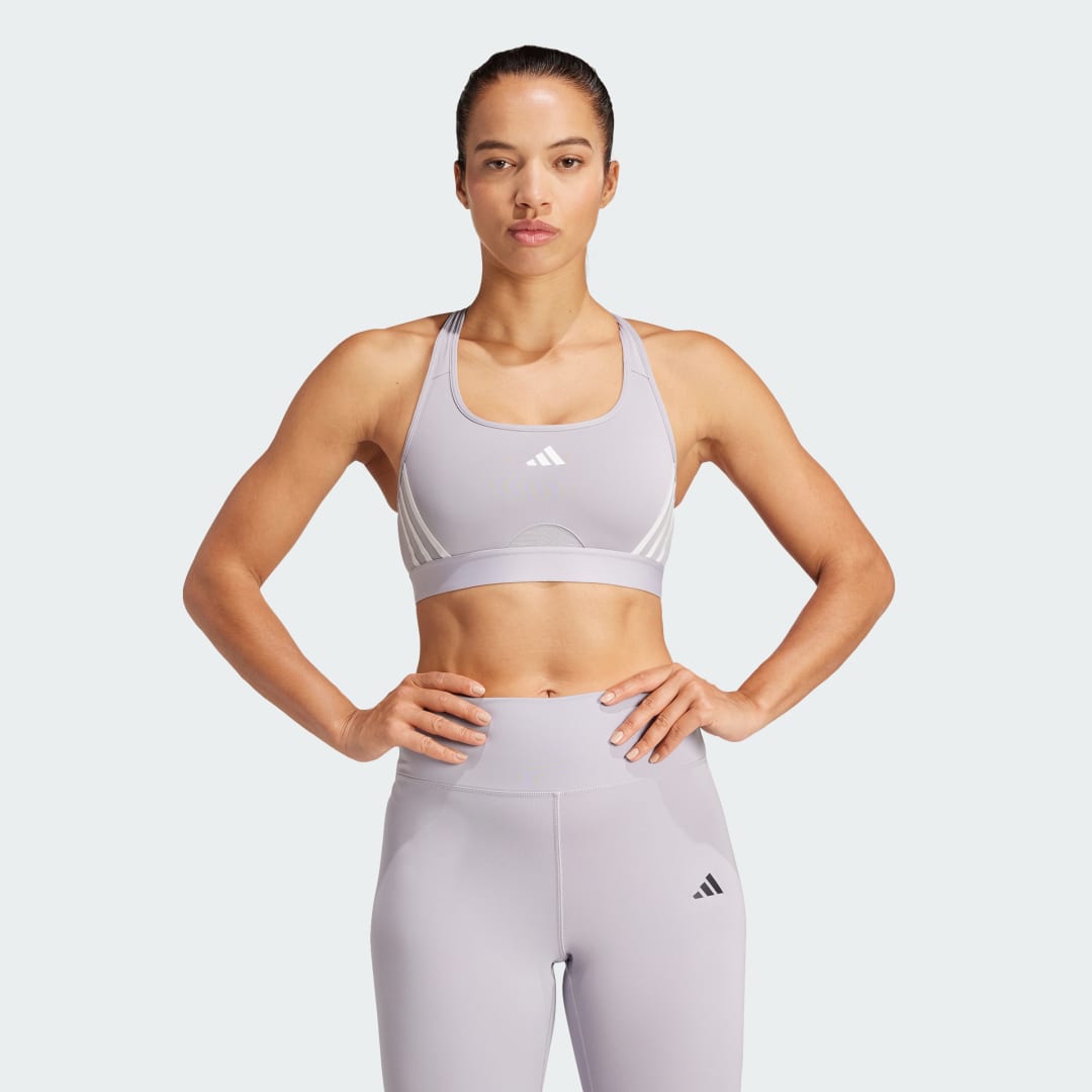Сутиен adidas Performance Poweract Training 3-Stripes Sports Bra Лилаво | JF3334, 0