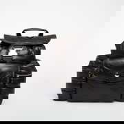 Nylon Padded Flap Backpack with Gold Hardware