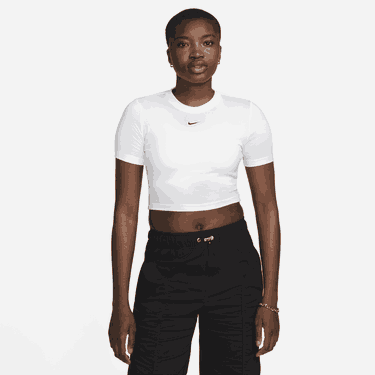 Съкратен топ Nike Essential Slim Crop Swoosh Tee Бяло | FB2873-100, 0