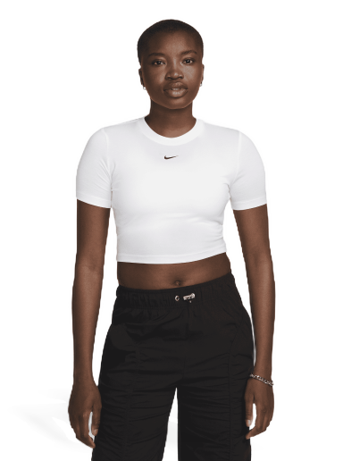 Съкратен топ Nike Essential Slim Crop Swoosh Tee Бяло | FB2873-100