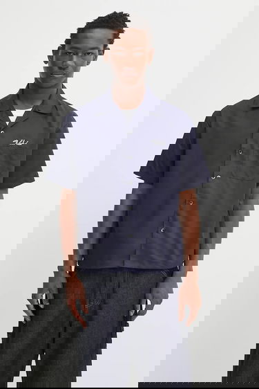 Риза Neighborhood NEIGHBORHOOD Solid-Color Hawaiian Shirt Тъмно синьо | 251TSNH.SHM07, 0