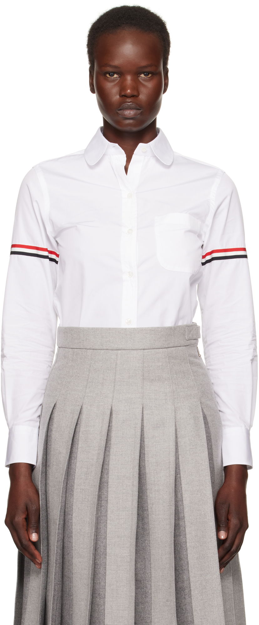 Риза Thom Browne Oxford Classic Round Collar Shirt With Long Sleeves Бяло | FLL019E-03113