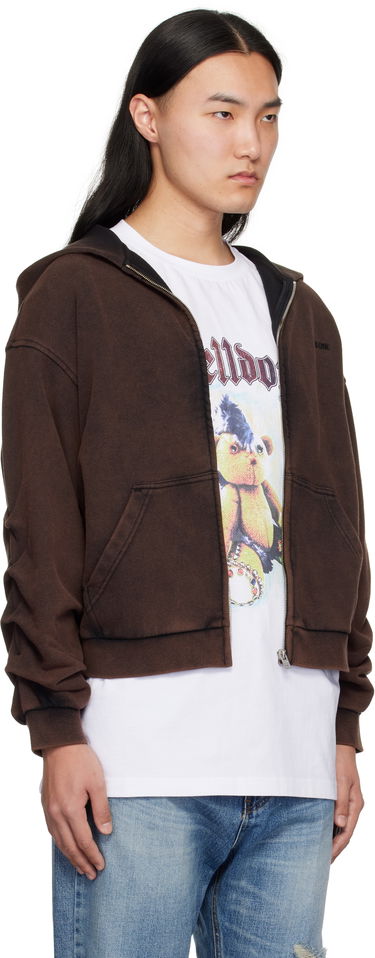 Суитчър We11done We11done Wrinkled Zip-Up Hoodie Кафяво | WD-TJ0-25-830-U-BK, 1