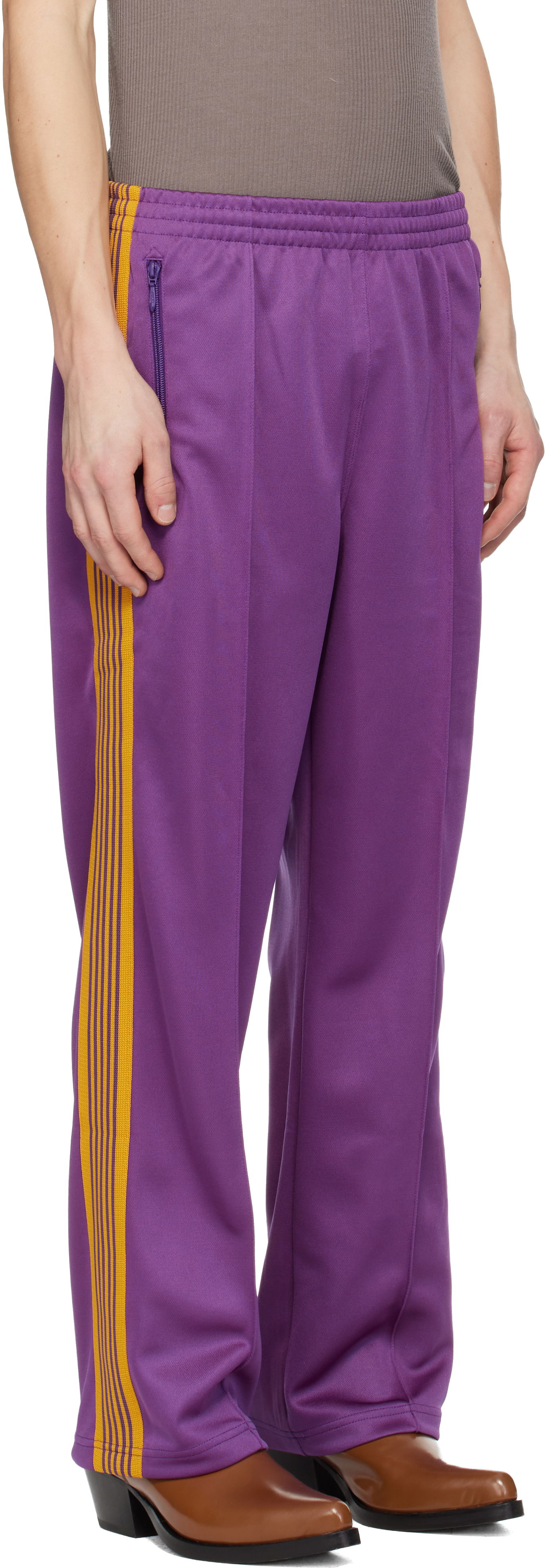 Спортни панталони Needles Poly Smooth Straight-Leg Side-Stripe Track Pants with Embroidered Logo Лилаво | QV307, 1