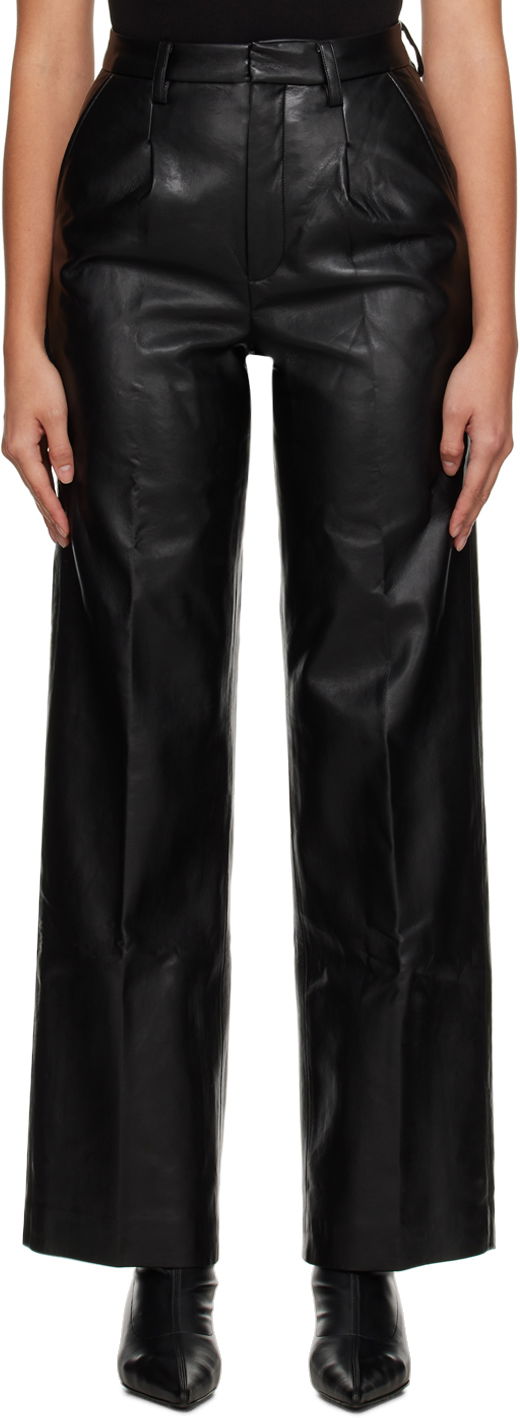 Панталони Anine Bing Faux Leather High-Waisted Pants Черно | A-03-3334-000B, 0