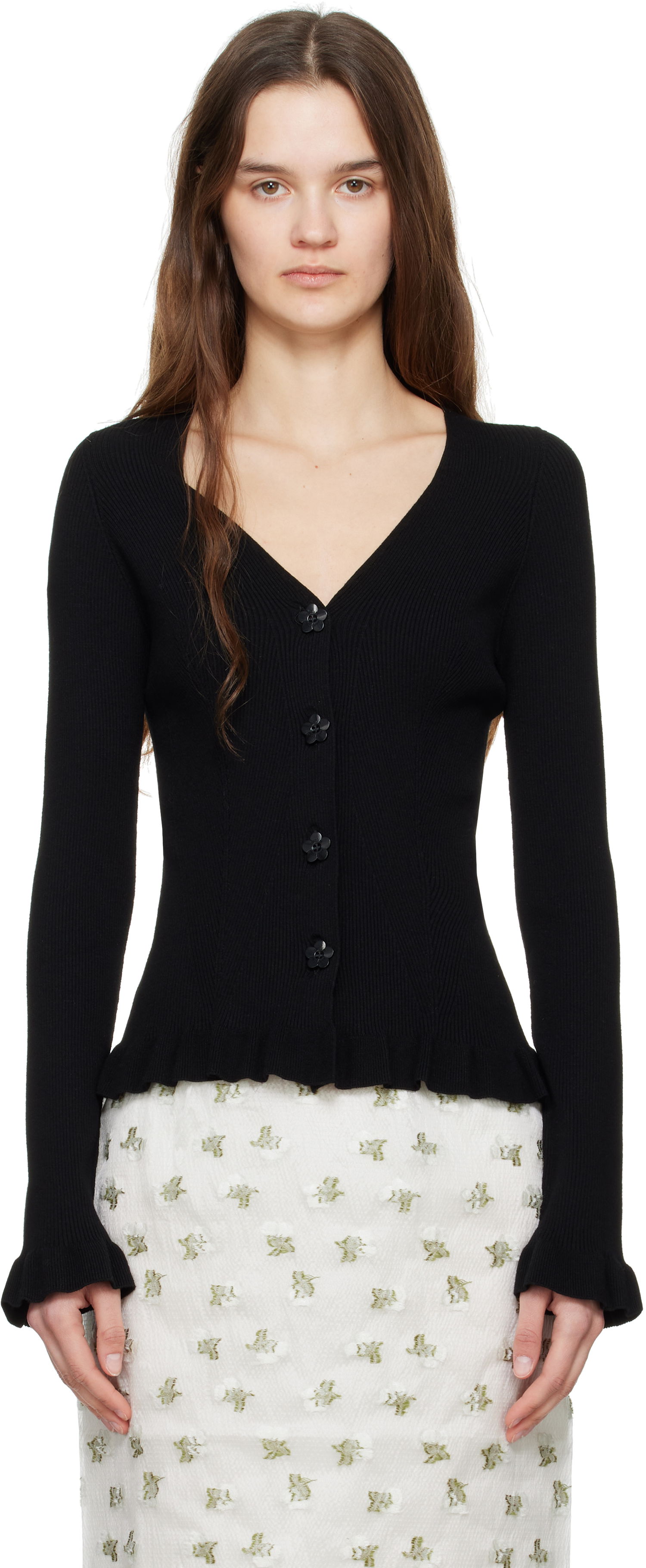 Пуловер Cecilie Bahnsen Cecilie Bahnsen Cassia Knitted Peplum Cardigan Черно | 4.24KNI52007 CASSIA CARDIGAN, 0