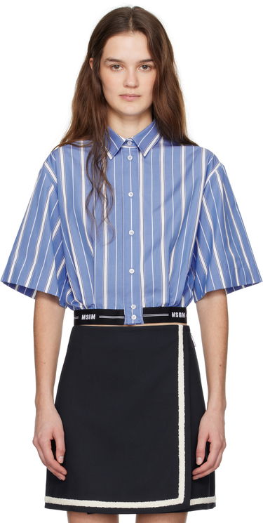 Риза MSGM MSGM Cropped Striped Shirt Синьо | 3841MDE18 257117, 0