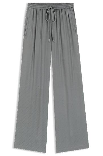Панталони BOSS Wide-Leg Jacquard Trousers Сиво | 50544016, 0