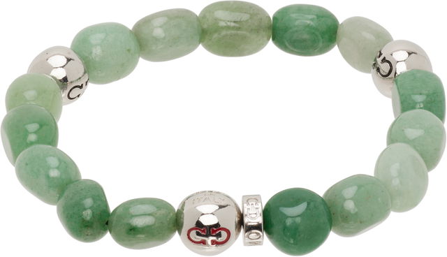 Salvatore Ferragamo Baroque Green Aventurine Bead Bracelet