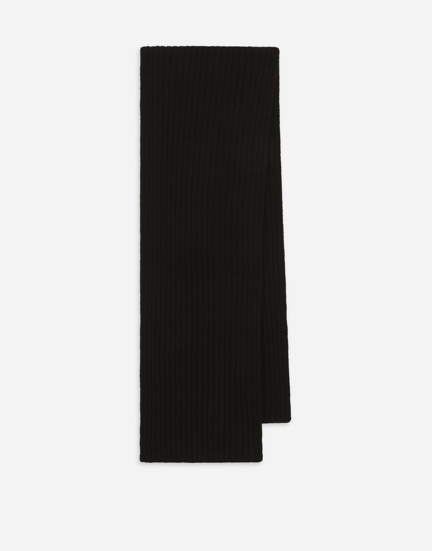 Шал Dolce & Gabbana Dolce & Gabbana Ribbed Knit Scarf with Logo Plaque Черно | LBKAB4JCVD6N0000, 1