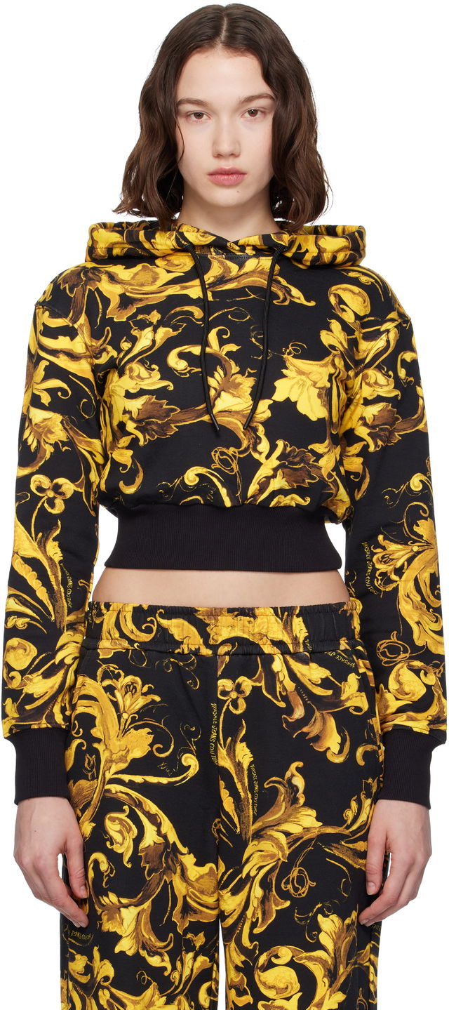 Versace Jeans Couture Barocco Print Cropped Hoodie