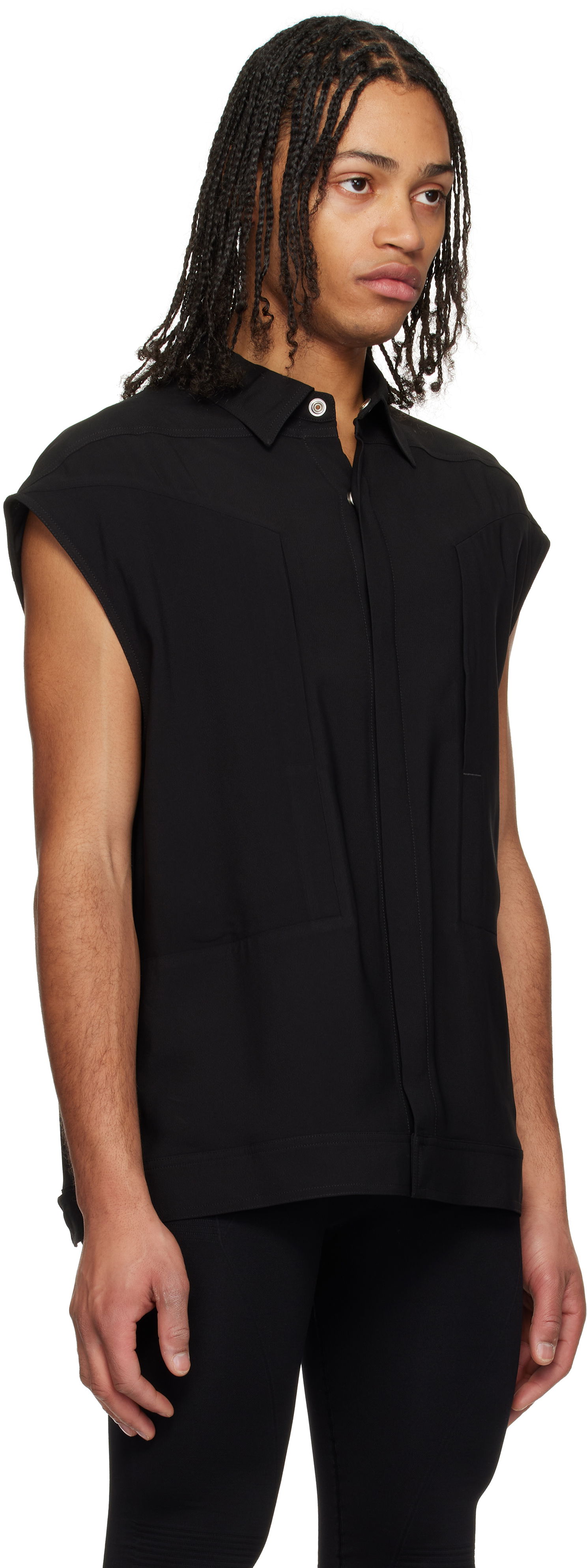 Риза Rick Owens Rick Owens Sleeveless Jumbo Shirt Черно | RU01E5776 Y, 1