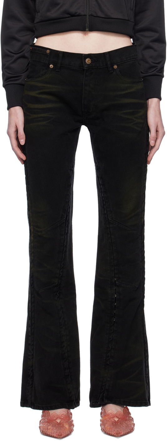 Дънки Y/PROJECT Black Hook and Eye Jeans Черно | WJEAN43-S25, 0