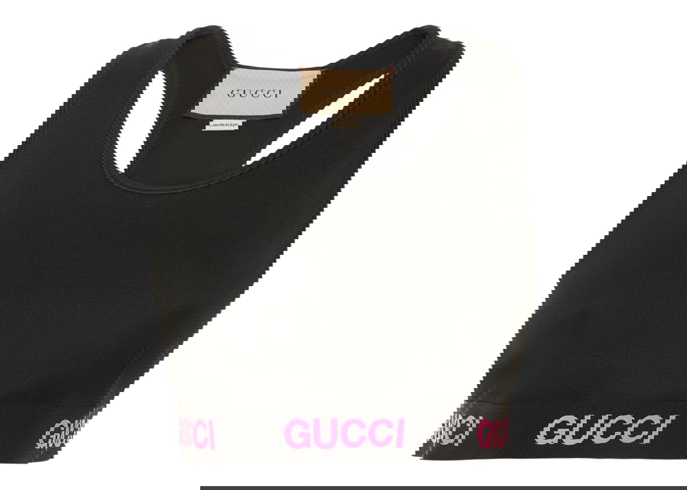 Съкратен топ Gucci Logo Jacquard Crop Top Black Pink Черно | 693086 XJDS5 1037, 0