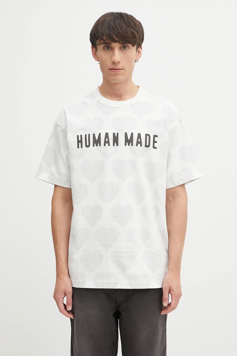 Тениска Human Made Human Made Knitted Hearts Print T-Shirt Бяло | HM29CS034