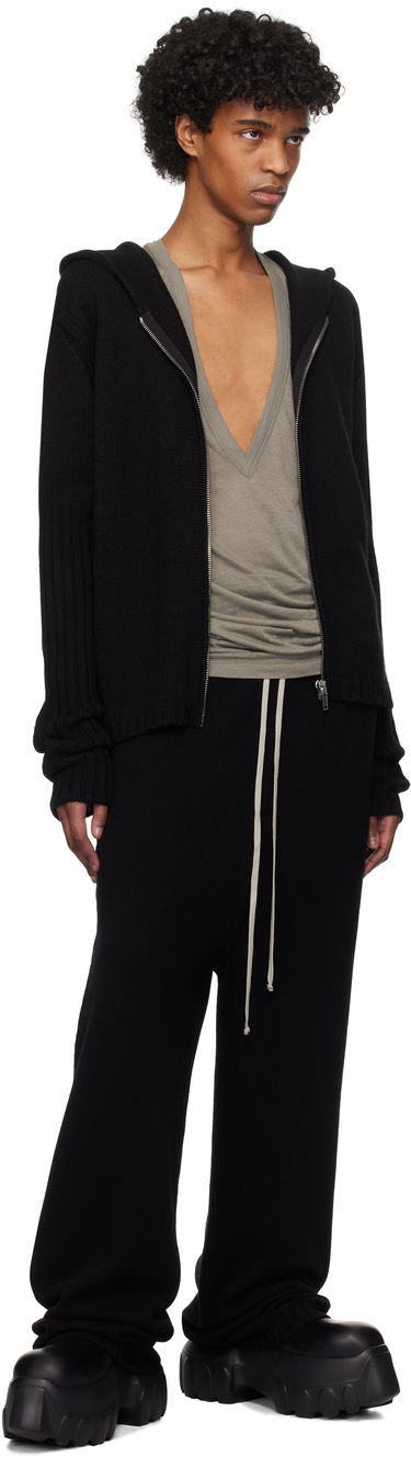 Суитчър Rick Owens Rick Owens Hollywood Zipped Knit Hoodie Черно | RU01E5666 KLWS, 3