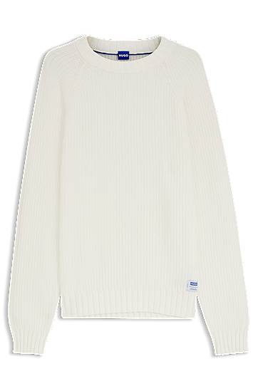 Rib-knit crew-neck sweater in cotton
