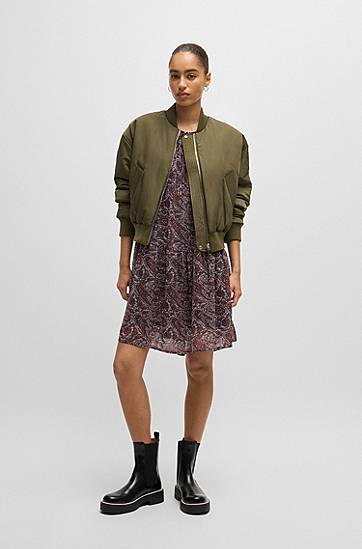 Яке бомбър BOSS Reversible Water-Repellent Bomber Jacket Зелено | 50521621, 1
