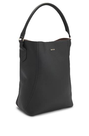 Голяма пазарска чанта BOSS BOSS Grained Leather Bucket Bag Черно | 50547744, 1