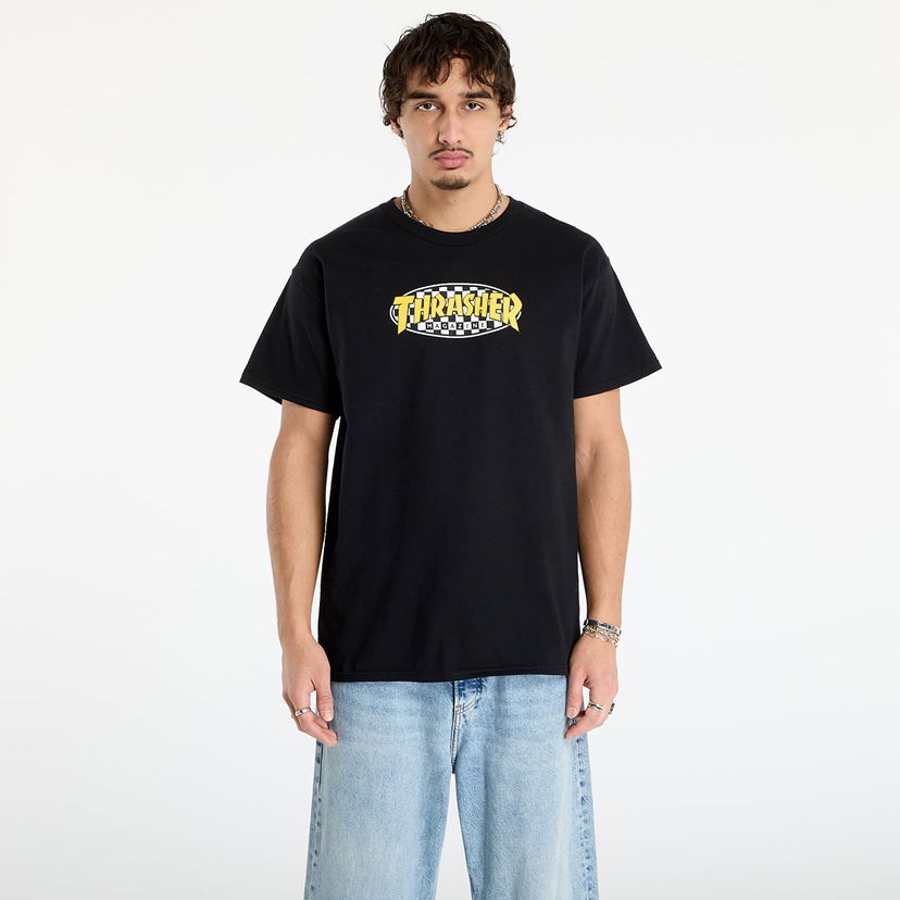 Тениска Thrasher T-Shirt Thrasher Checkered Oval Черно | 145759