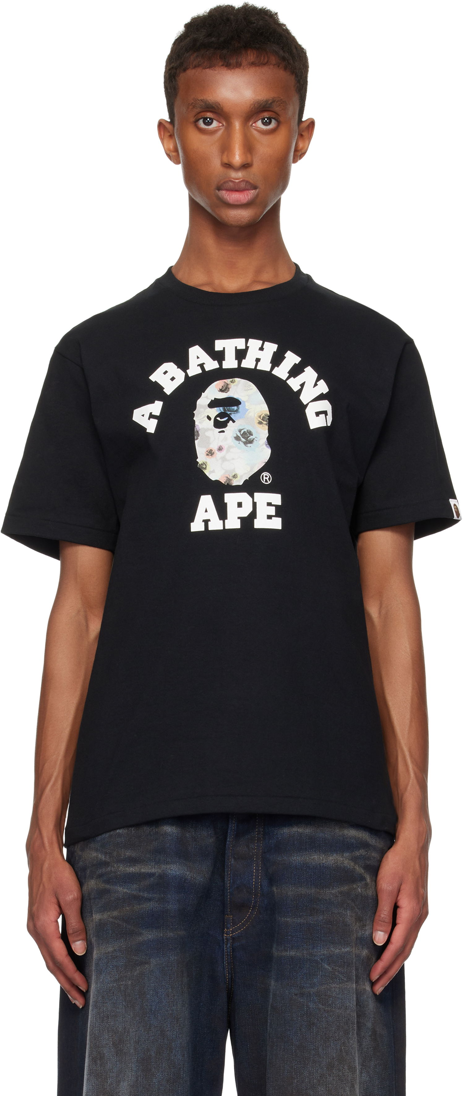 Тениска BAPE Floral Camo College T-shirt Черно | 001TEK801036M, 0