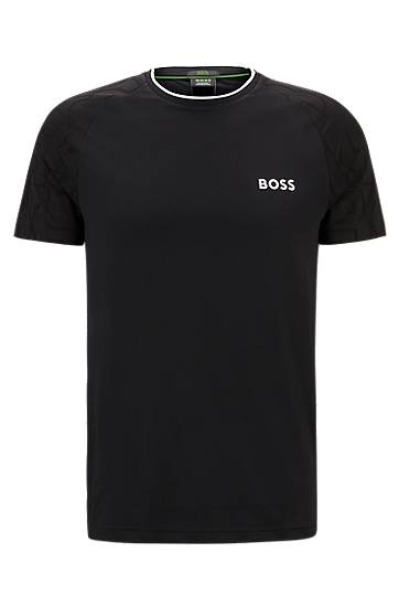 Тениска BOSS Matteo Berrettini Stretch-Jersey T-Shirt with Signature Details Черно | 50521983, 0