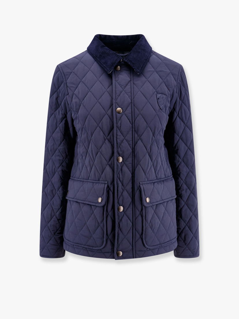 Пухо яке Burberry Quilted Jacket with Corduroy Collar Синьо | 8097995A1222