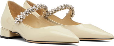Кецове и обувки Jimmy Choo Bing Patent Leather Crystal-Embellished Ballerina Flats Бежово | BING PUMP FLAT, 3