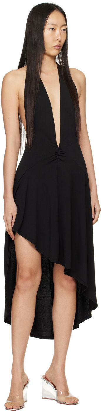 Pокля Miaou Miaou Elena Halter Asymmetrical Midi Dress Черно | 5044VISBLK, 3