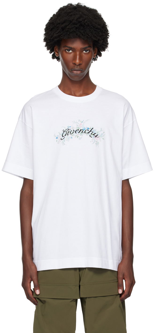 Тениска Givenchy Flowers T-Shirt Бяло | BM71JA3YMU100, 0