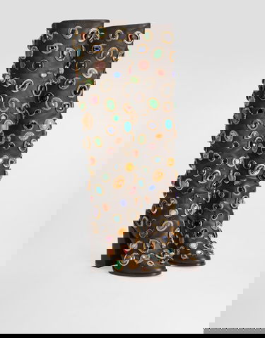 Аксесоари Dolce & Gabbana Dolce & Gabbana Calfskin Knee-High Boots with Jewels Кафяво | CU1225AP4558R205, 1