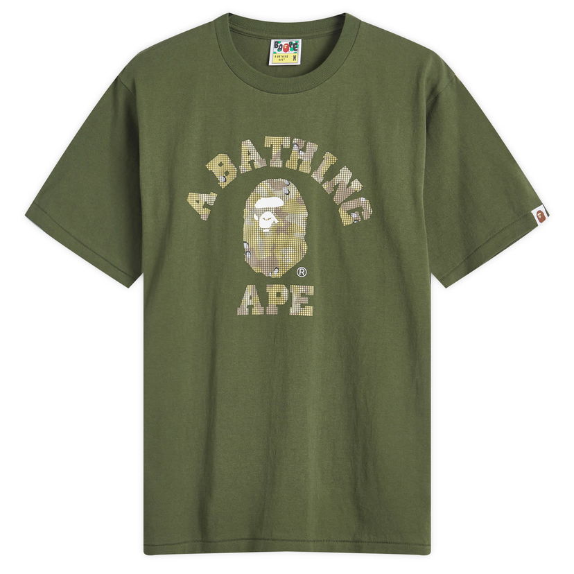 Тениска BAPE Bitmap College T-Shirt Зелено | 001TEK801039M-OLD