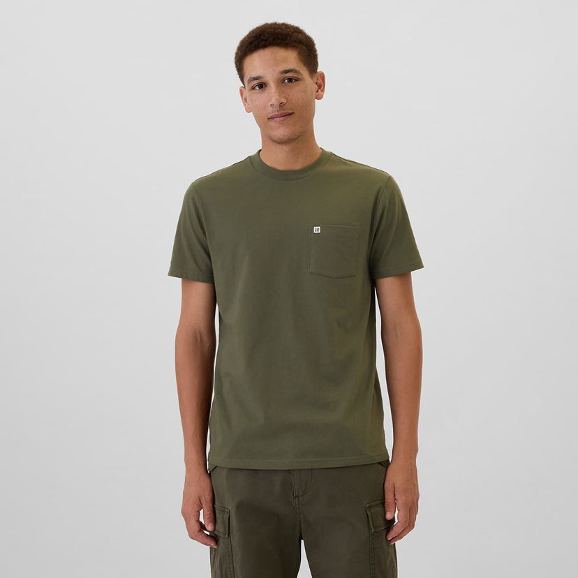 Тениска GAP T-shirt Logo Pocket Tee Olive Night S Зелено | 857901-11