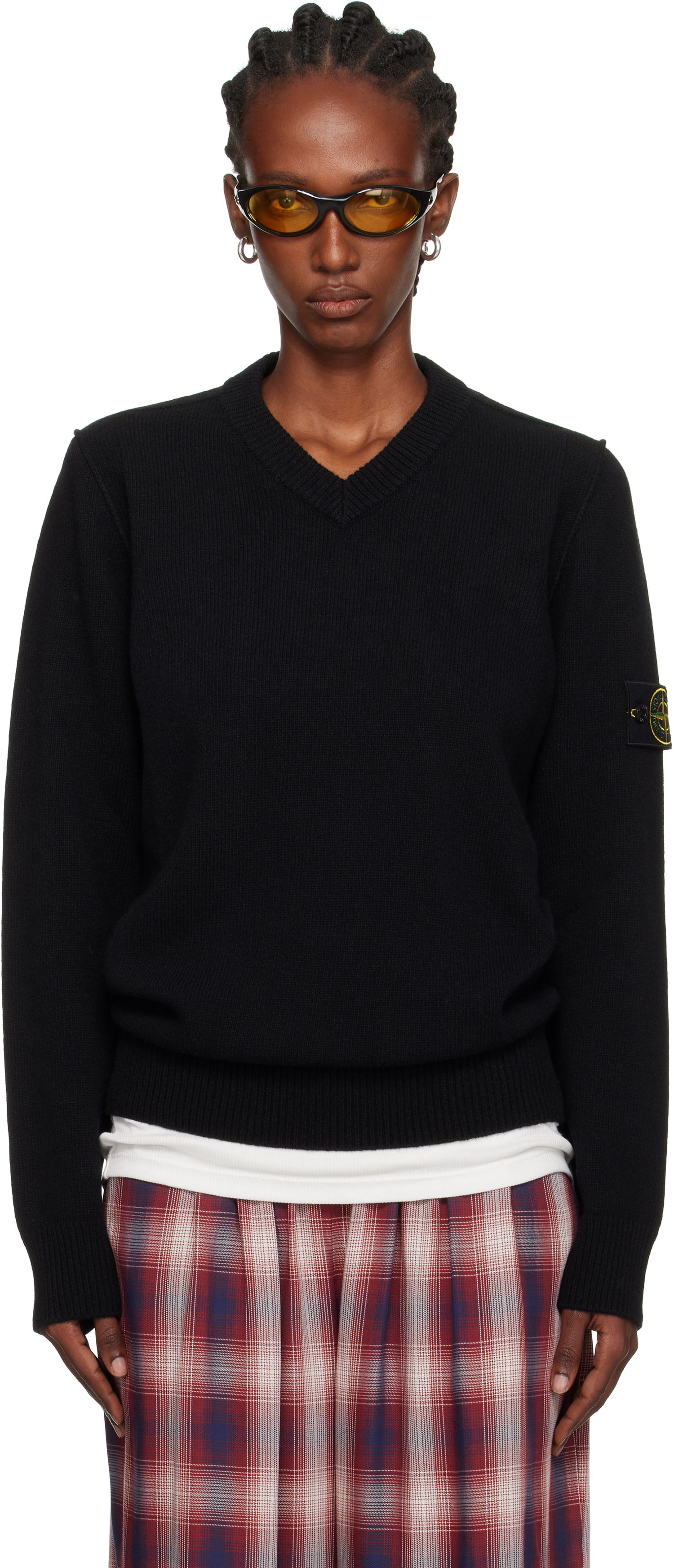Пуловер Stone Island Stone Island Lambswool V-Neck Sweater Черно | K2S15 5100033 S00A3, 0