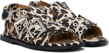 Pокля GANNI GANNI Buckle Strap Denim Sandals Бежово | S2936, 3