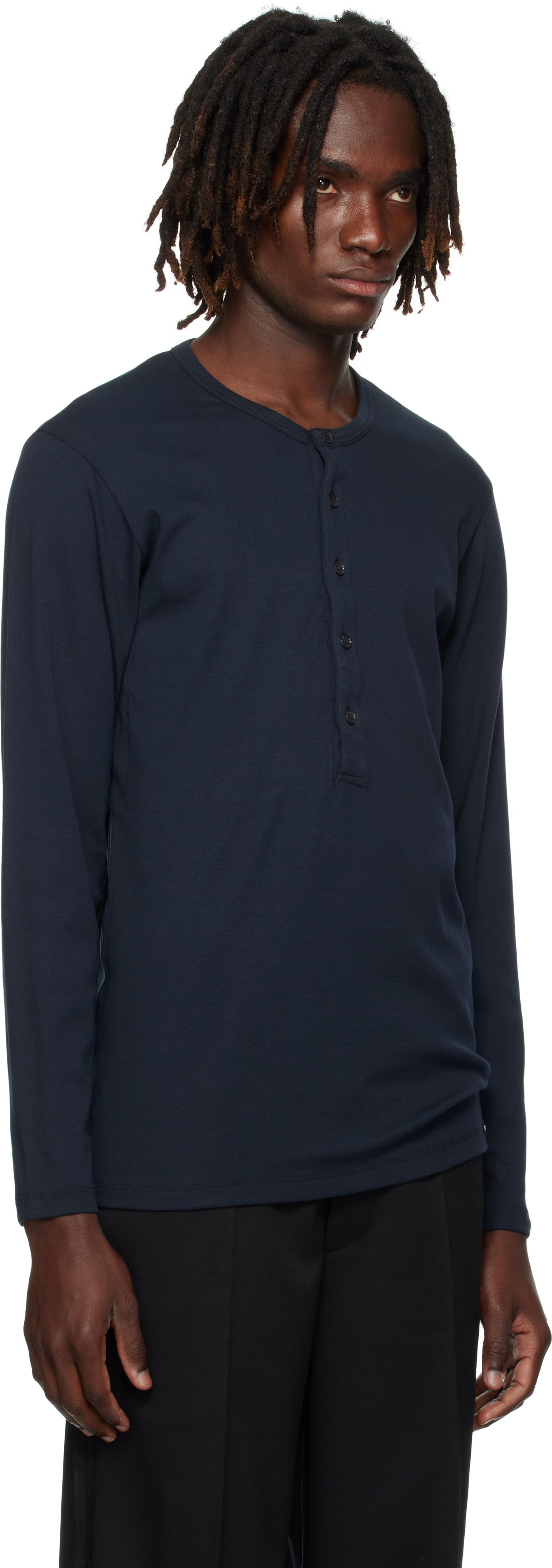 Тениски и потници Tom Ford TOM FORD Cotton Henley Тъмно синьо | T4M151040, 1