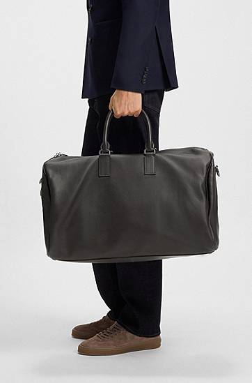 Чанта за пътуване BOSS BECKHAM x BOSS Grained Leather Holdall with Address Tag Черно | 50549409, 1
