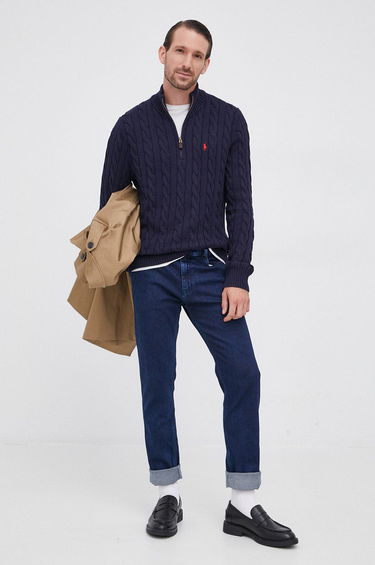 Пуловер Polo by Ralph Lauren Ralph Lauren Cable-Knit Quarter-Zip Sweater Тъмно синьо | 710810841001, 0
