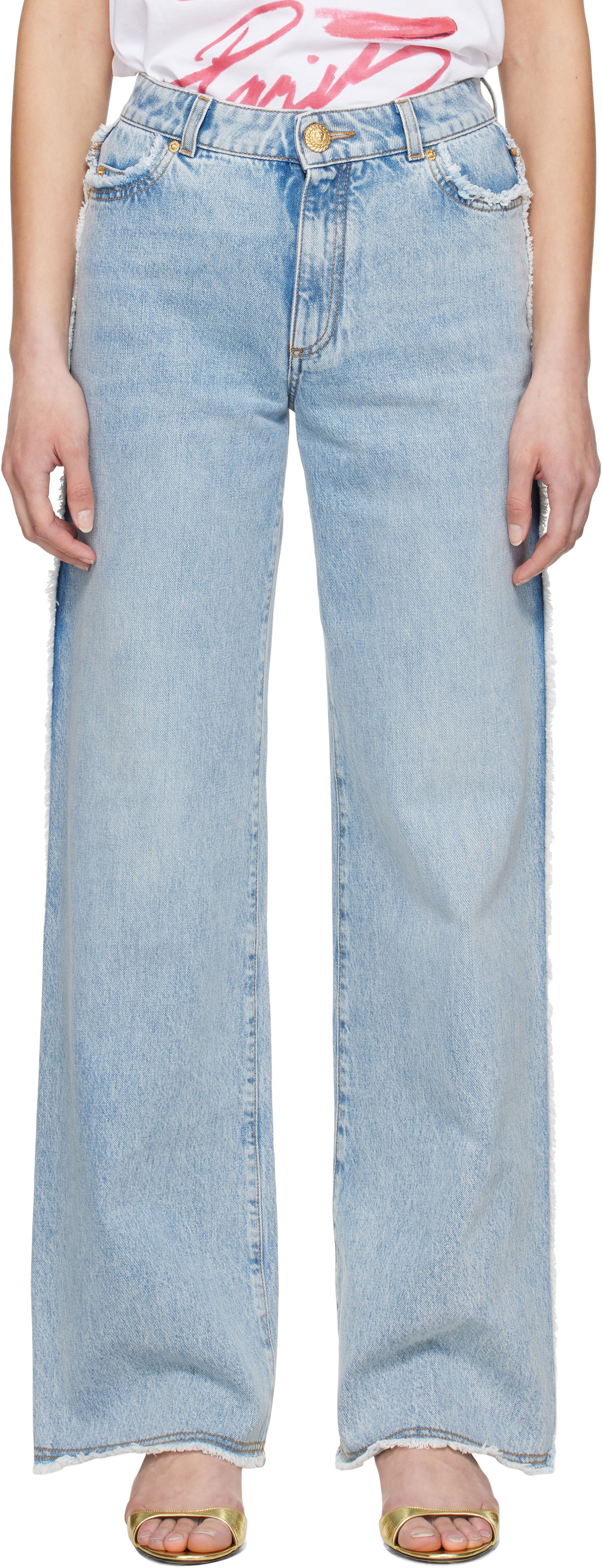 Дънки Balmain Balmain Straight-Leg Jeans Синьо | EF0MI050DF75, 0