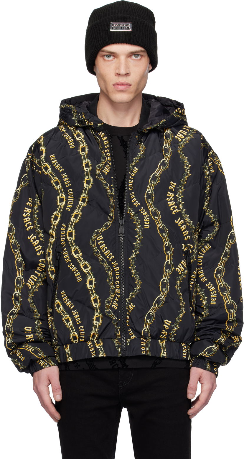 Пухо яке Versace Chain Couture Reversible Puffer Jacket Черно | E77GAUD17_ECQD56