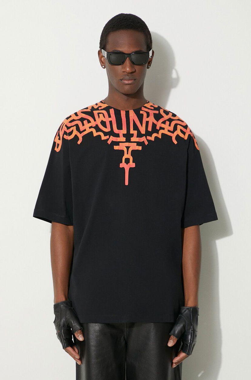 Тениска Marcelo Burlon Graffiti Wings T-Shirt With Print Черно | CMAA054S24JER0011020