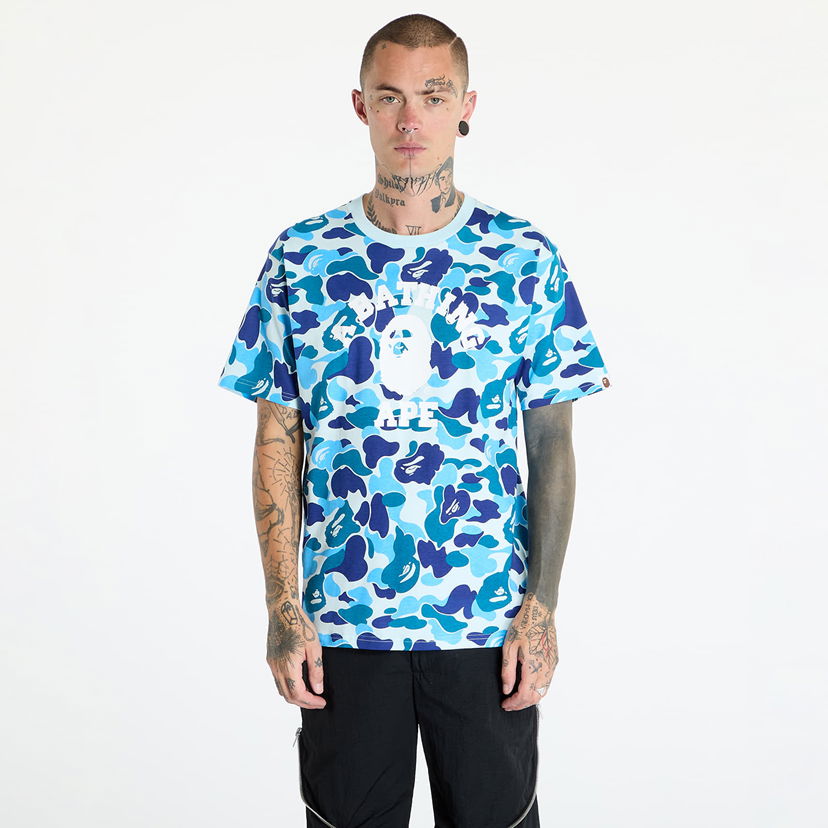 Тениска BAPE A BATHING APE Abc Camo College Tee Blue Синьо | 001CSK801007M BLU