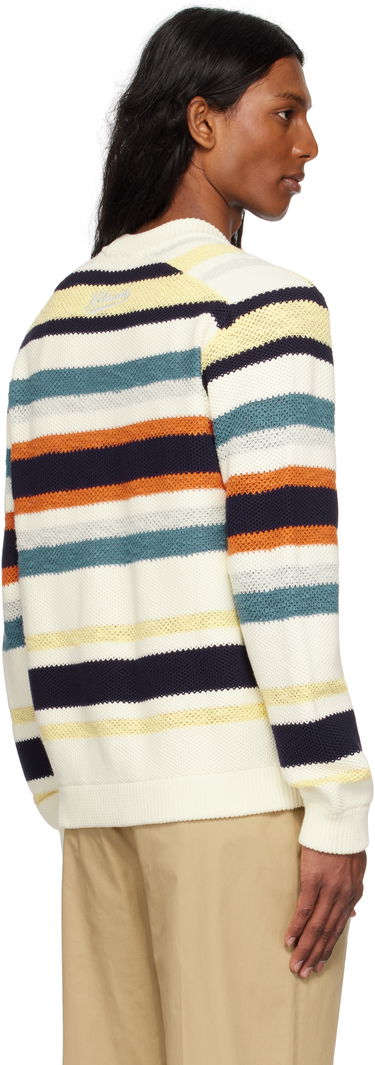 Пуловер MAISON KITSUNÉ Maison Kitsuné Comfort Striped Knit Cardigan Бяло | OM00506KT1129, 2