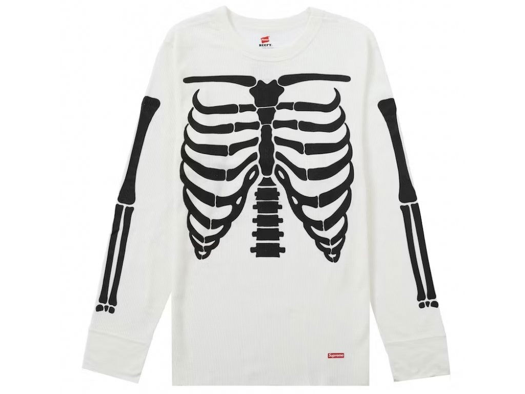 Тениска Supreme Bones Long Sleeve Thermal Crew Бяло | 12352, 0