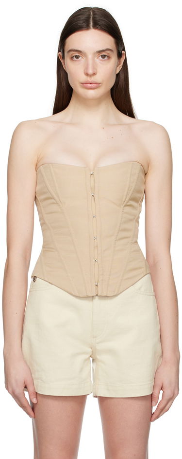 Сутиен Stella McCartney Stella McCartney Lace-Up Corset Top Бежово | 6T01683DU701, 0